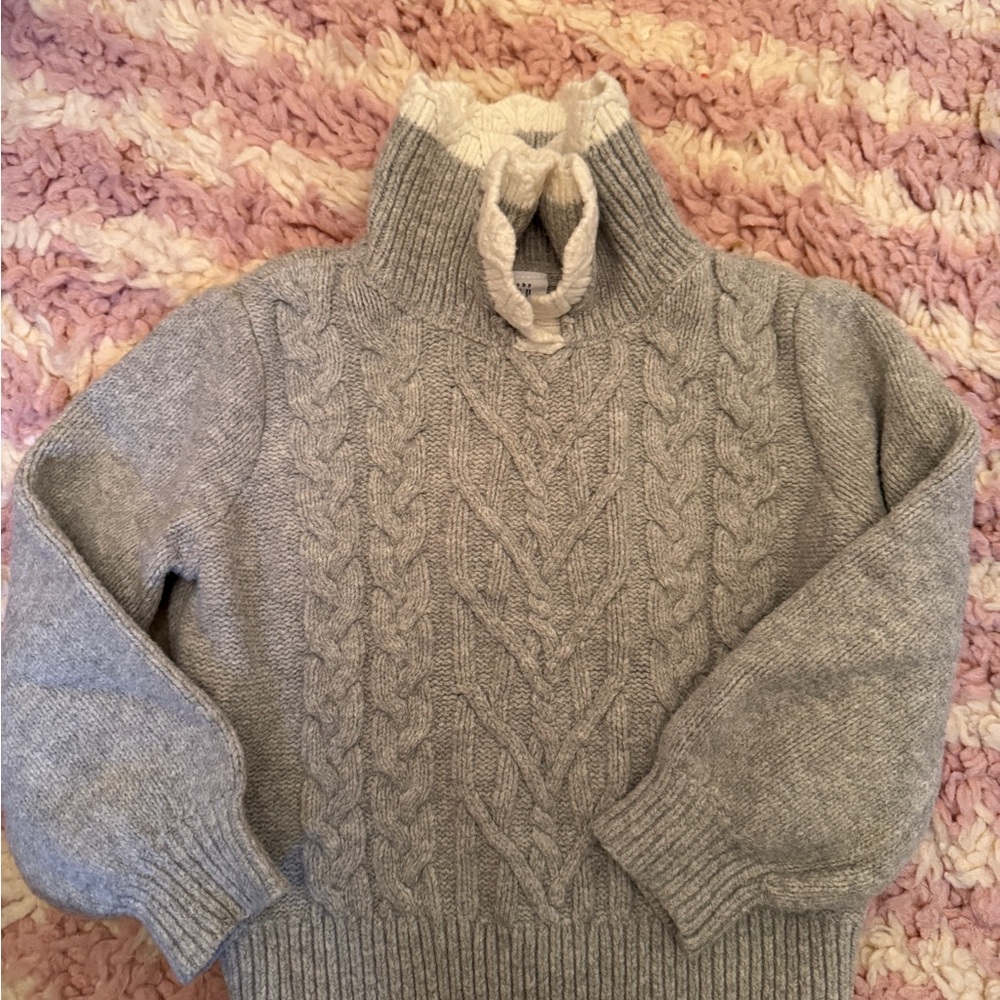 GAP little girls Light Gray Cable Knit Turtleneck Sweater